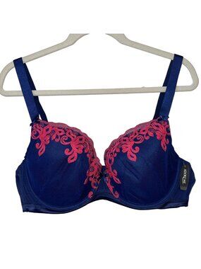 NWT Adore Me Womens Navy & Pink Lace Embroidered Underwire Bra 44D